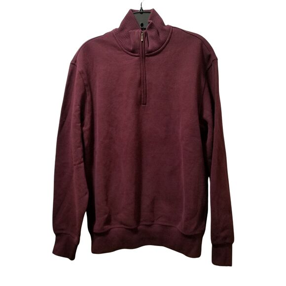 Van Heusen Other - Van Heusen Quarter Zip Fleece-Lined Pullover Men Small Burgundy Sweatshirt